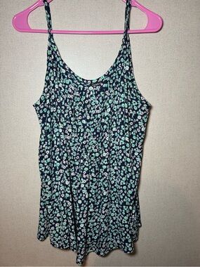 Torrid Navy Floral Cami with Mint Accents